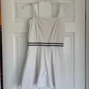 JoyLab White Mini Dress with Black Stripe